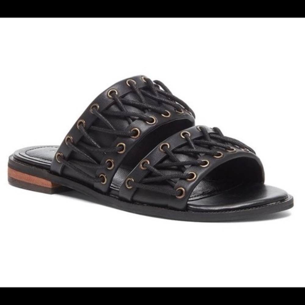 NIB-Kelsi Dagger Black Leather Sandals